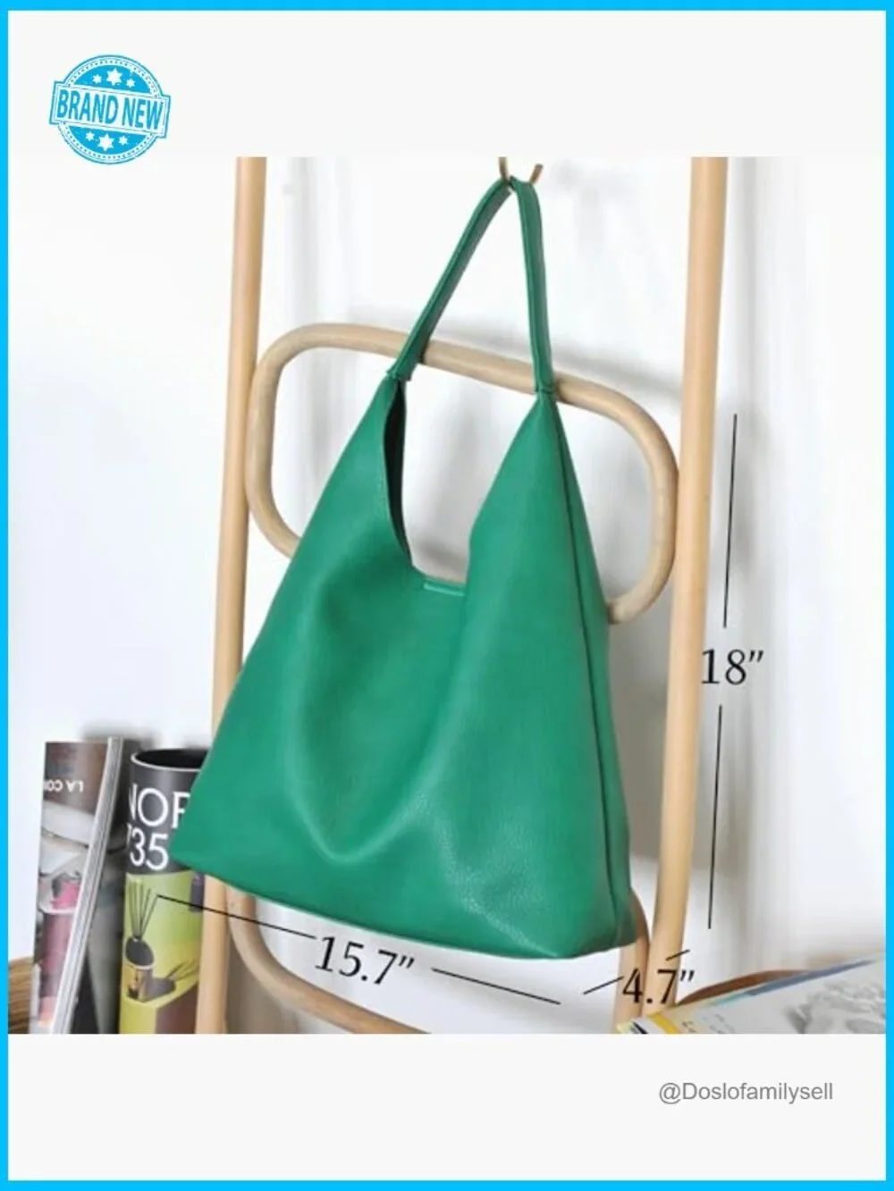 Slouchy Hobo Bag Soft Vegan Leather Tote Shoulder Handbag Work Commuter